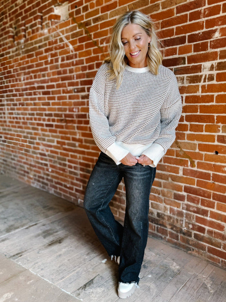 Charlotte Sweater, Mocha & Cream