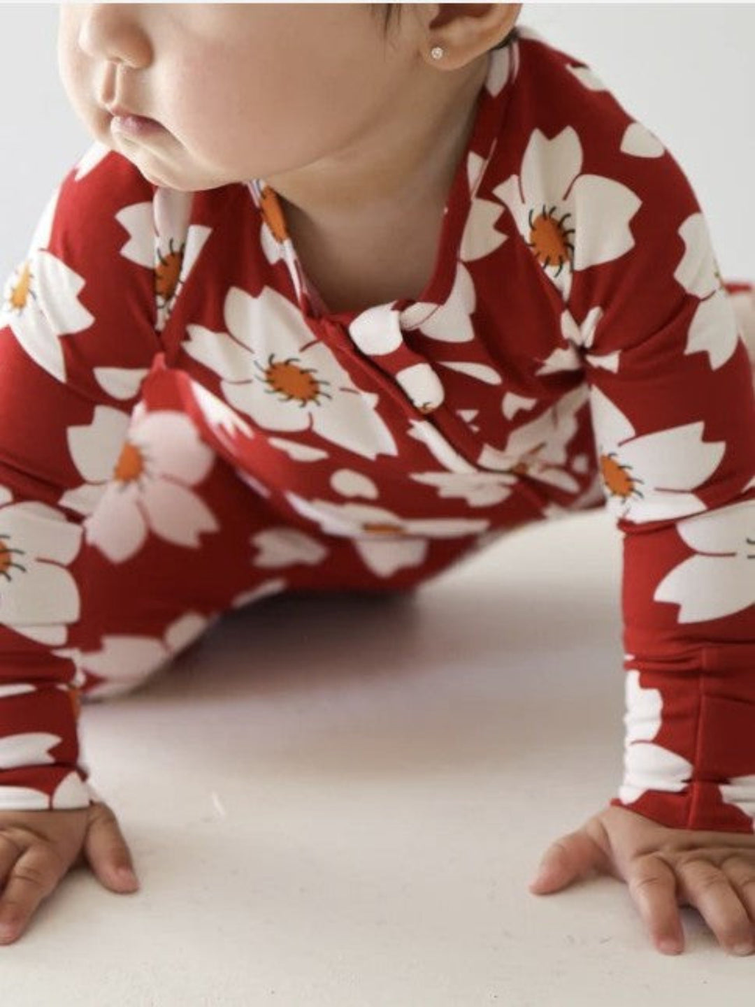 Forever French Baby Bamboo Zip Pajamas, Cherry Blossoms