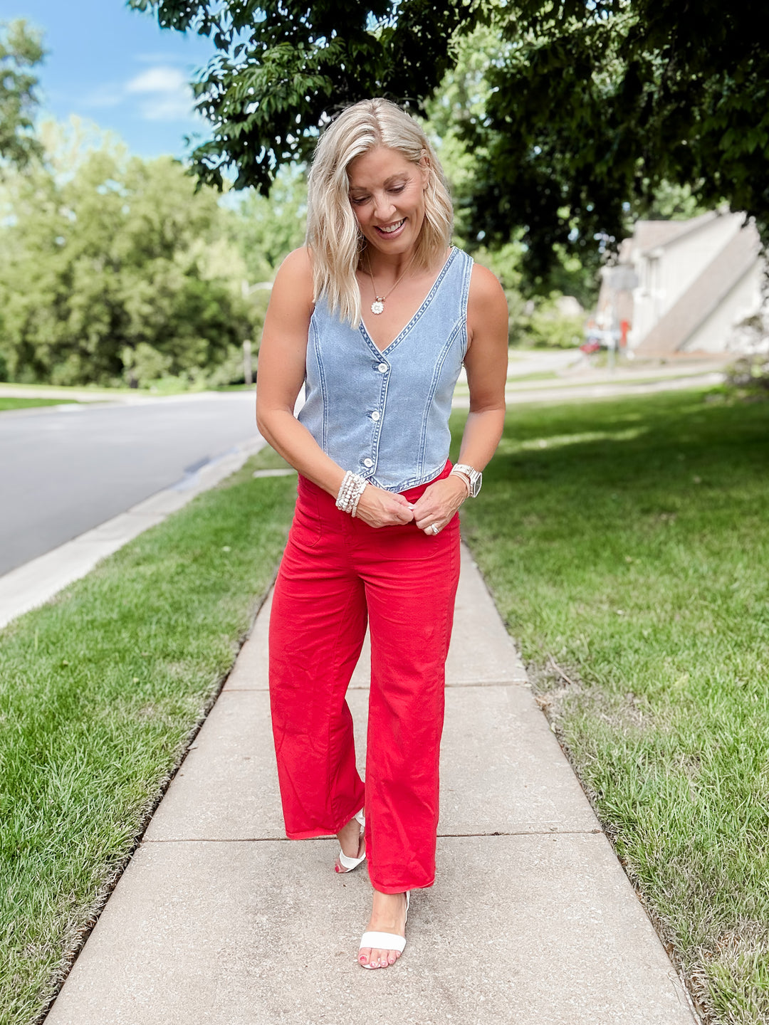 Chic Heritage Wide Leg Pant, Red