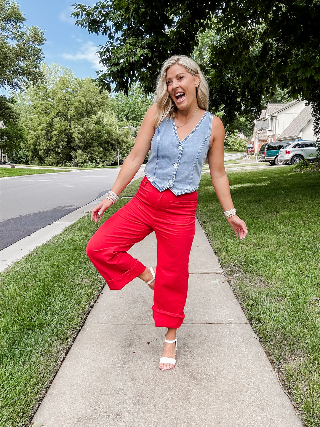 Chic Heritage Wide Leg Pant, Red