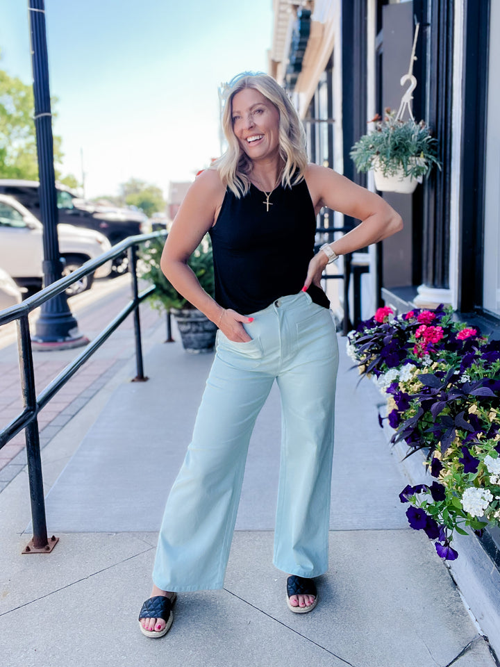 Chic Heritage Wide Leg Pant, Seafoam