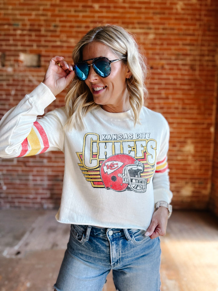 Chiefs Vintage Kickoff Women's Long Sleeve, Vintage White