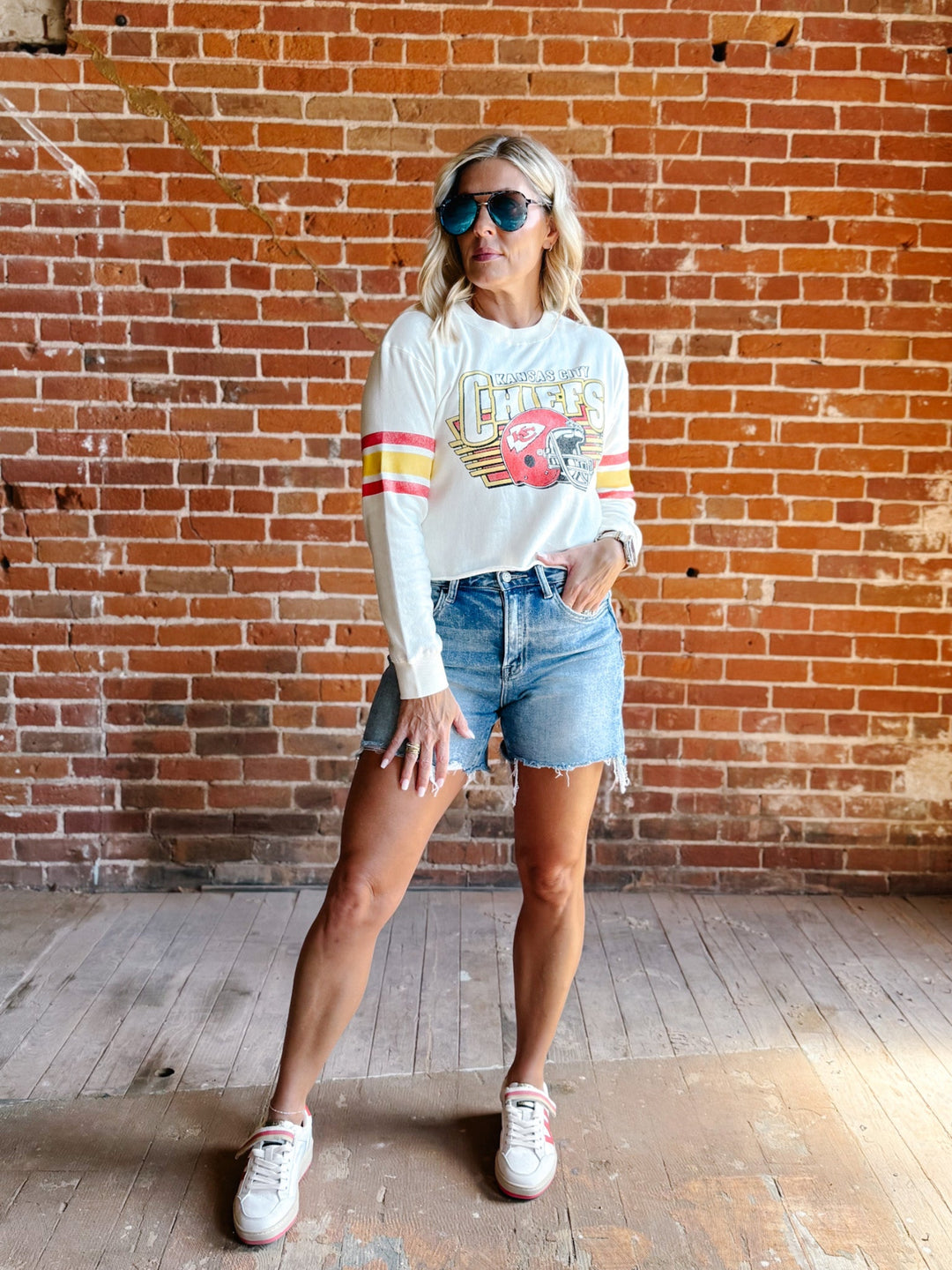 Chiefs Vintage Kickoff Women's Long Sleeve, Vintage White