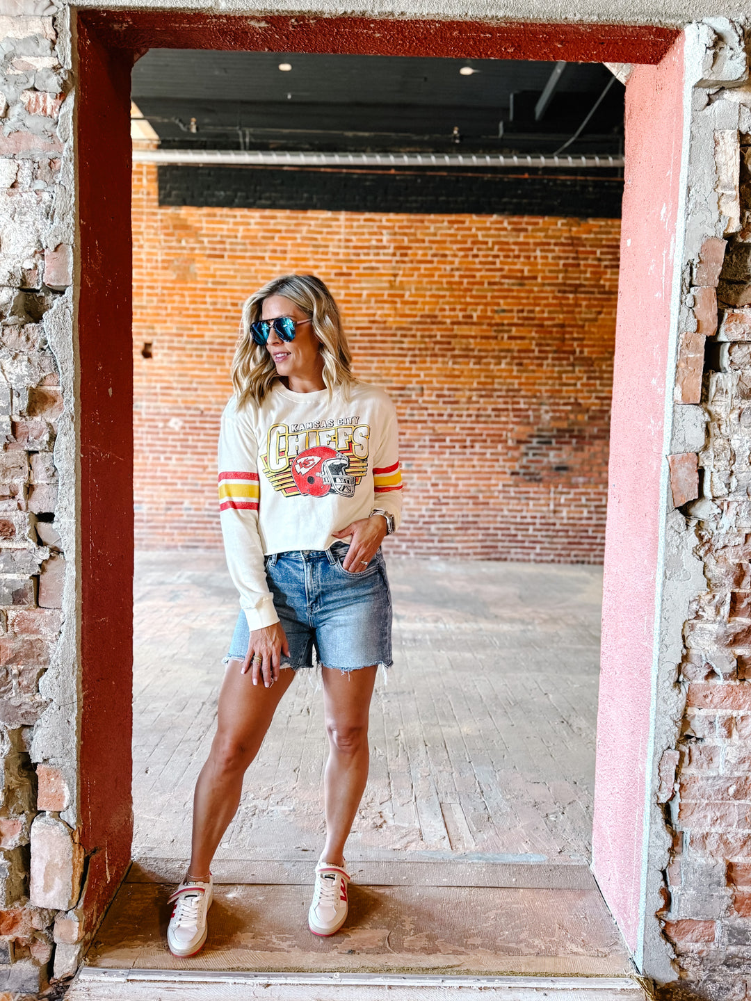 Chiefs Vintage Kickoff Women's Long Sleeve, Vintage White