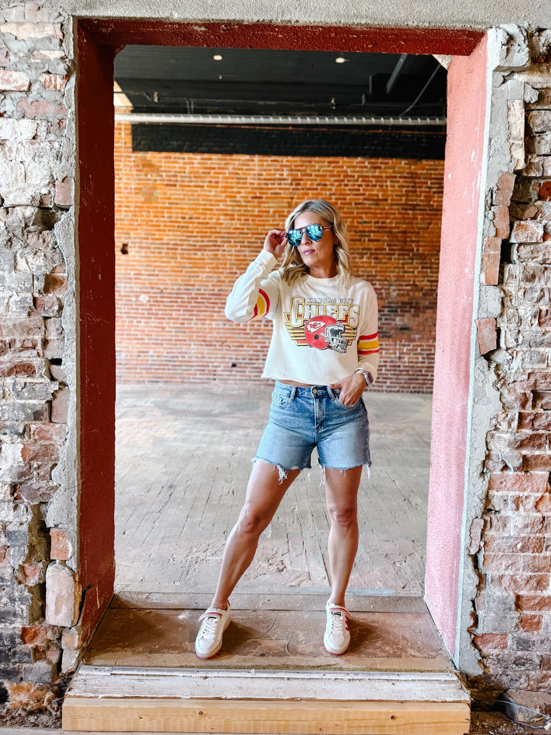 Chiefs Vintage Kickoff Women's Long Sleeve, Vintage White