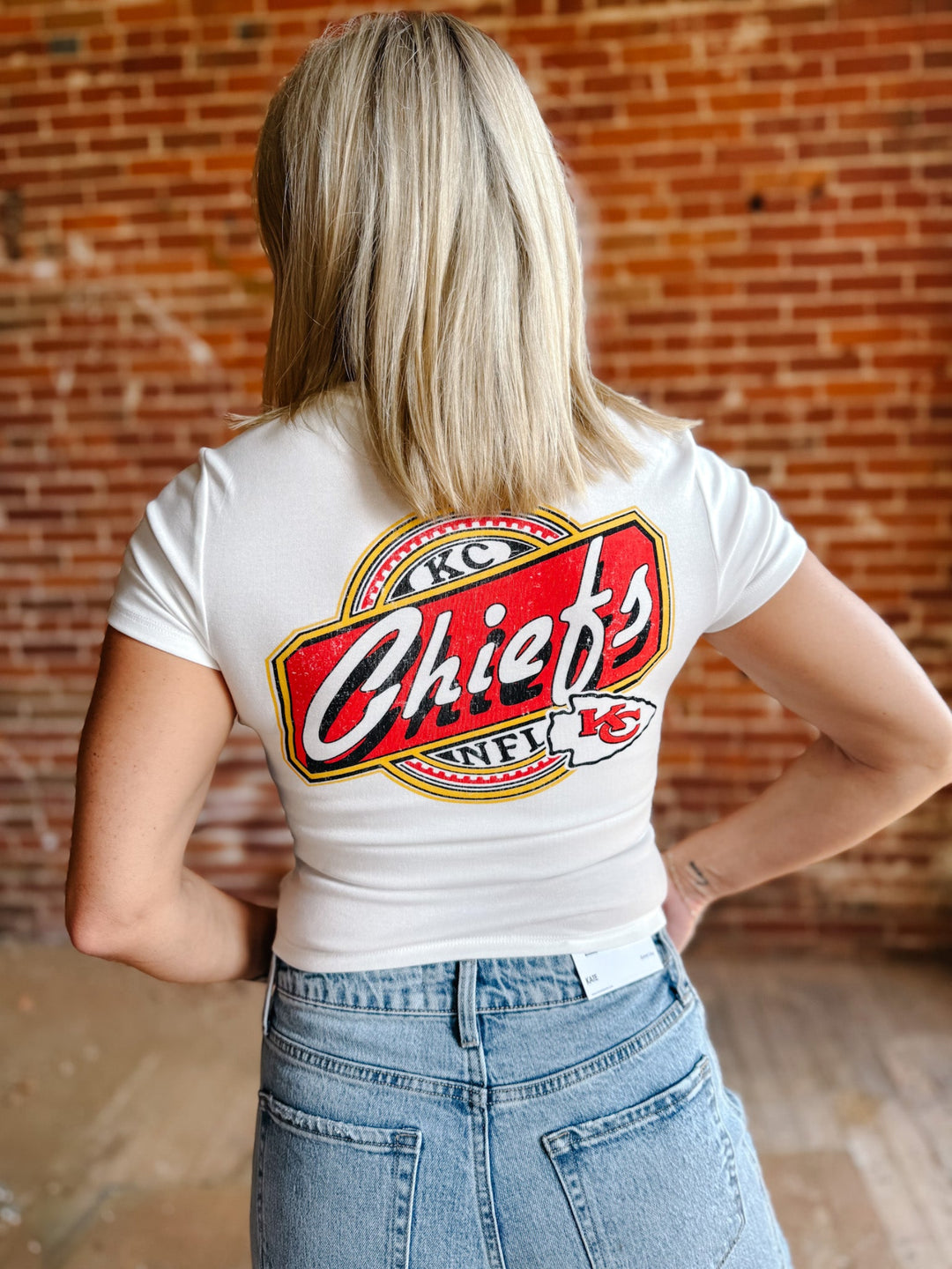 Chiefs Cheers Baby Tee, Vintage White