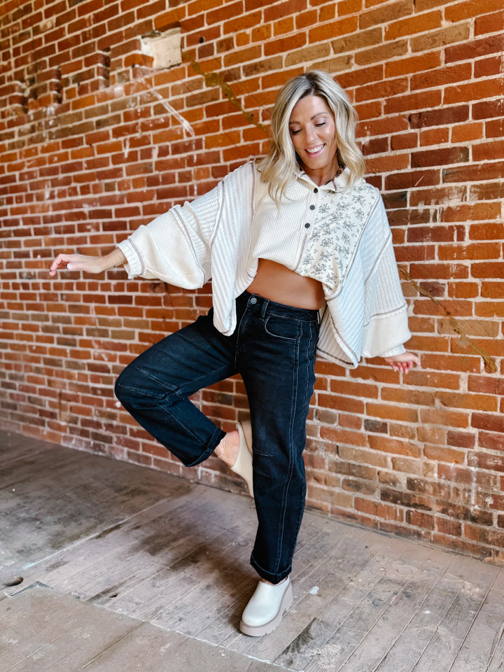 City Edge Barrel Jeans, Black