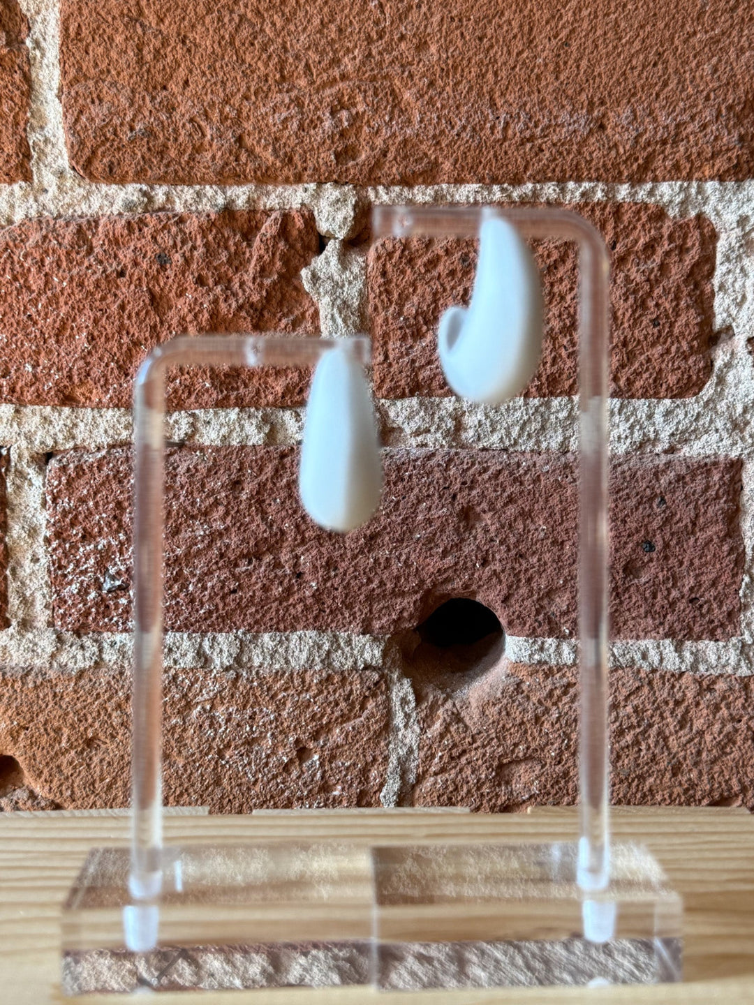 Color Coated Geometric Hoop Earring, White