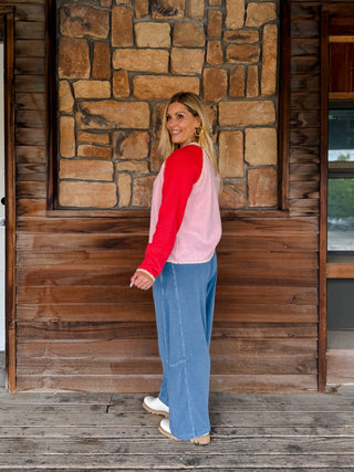 Color Me Happy Whipstitch Button Front Knit Cardigan, Petal
