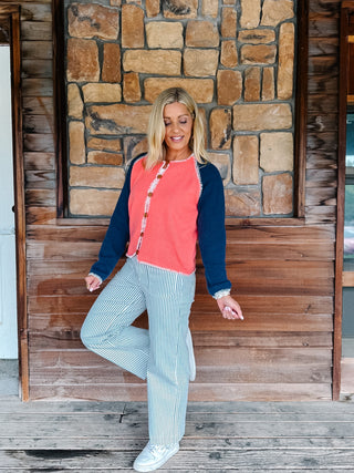 Color Me Happy Whipstitch Button Front Knit Cardigan, Punch Orange
