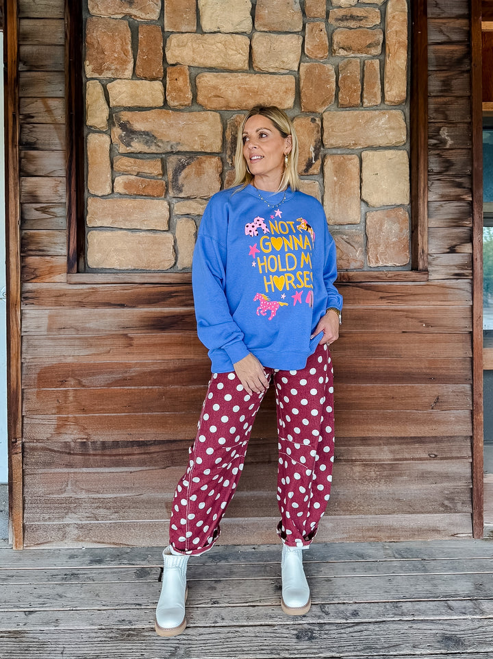 Compliments Incoming Polka Dot Barrel Jeans, Wine