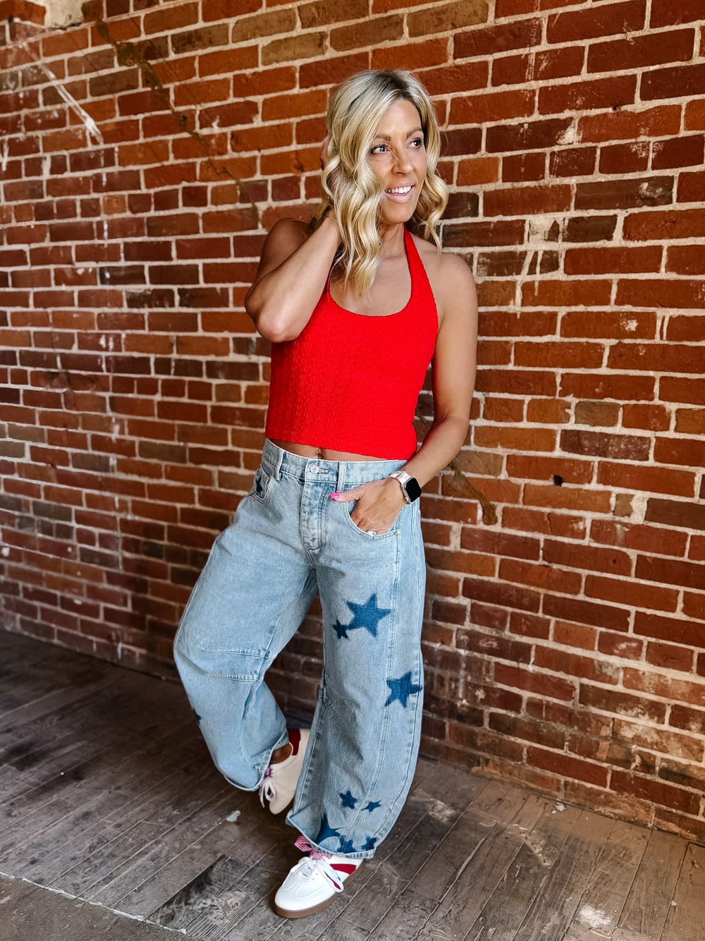 Cosmic Crush Star Barrel Jeans, Light Wash