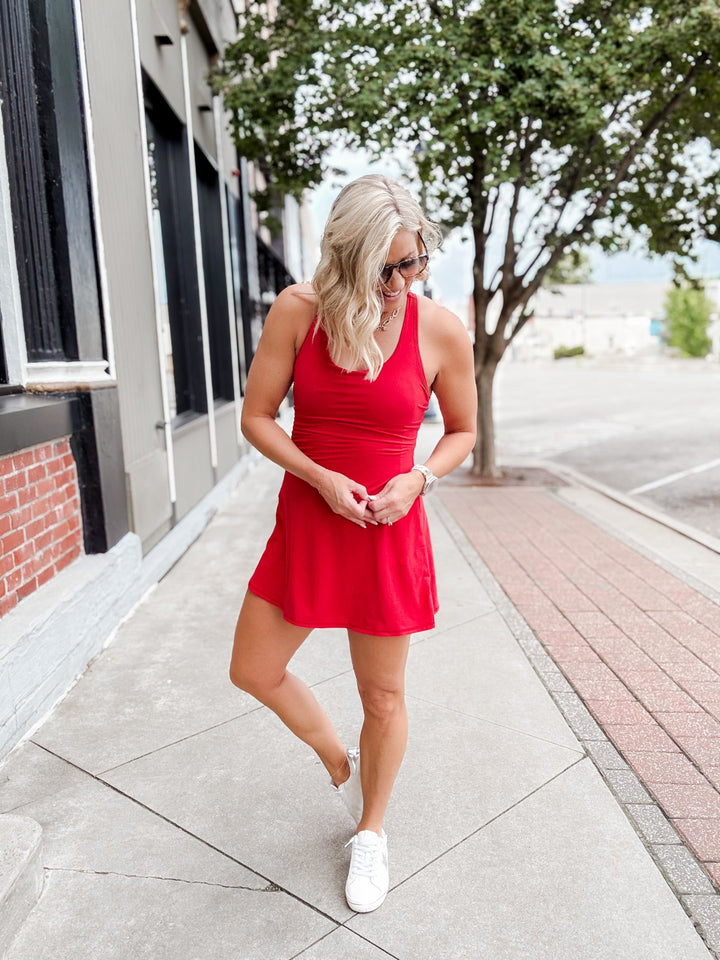 Court Day Romper Dress, Red