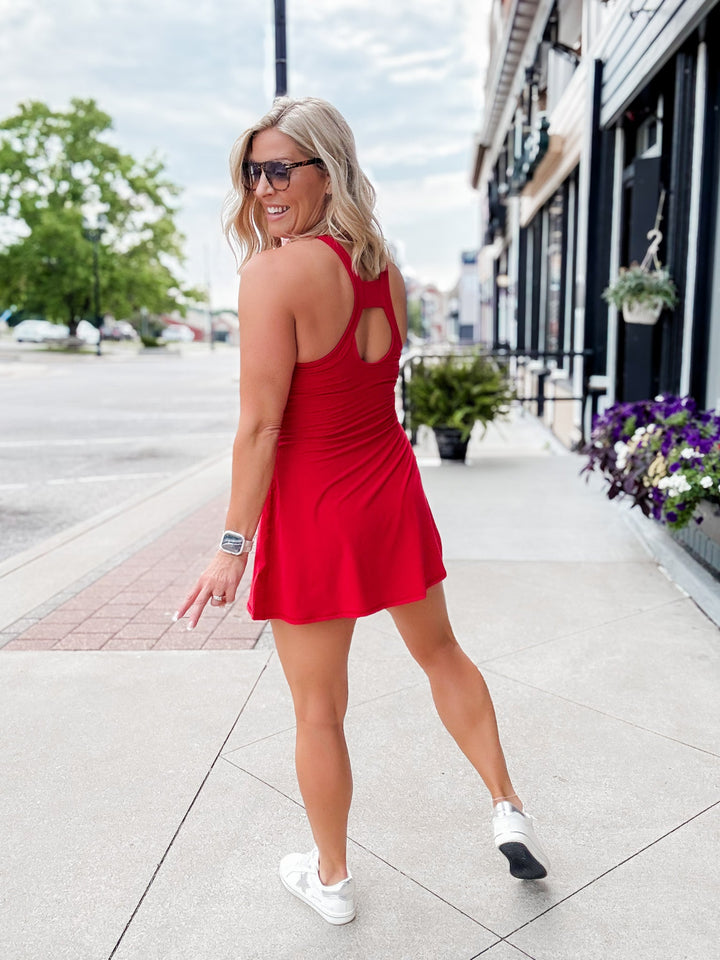 Court Day Romper Dress, Red