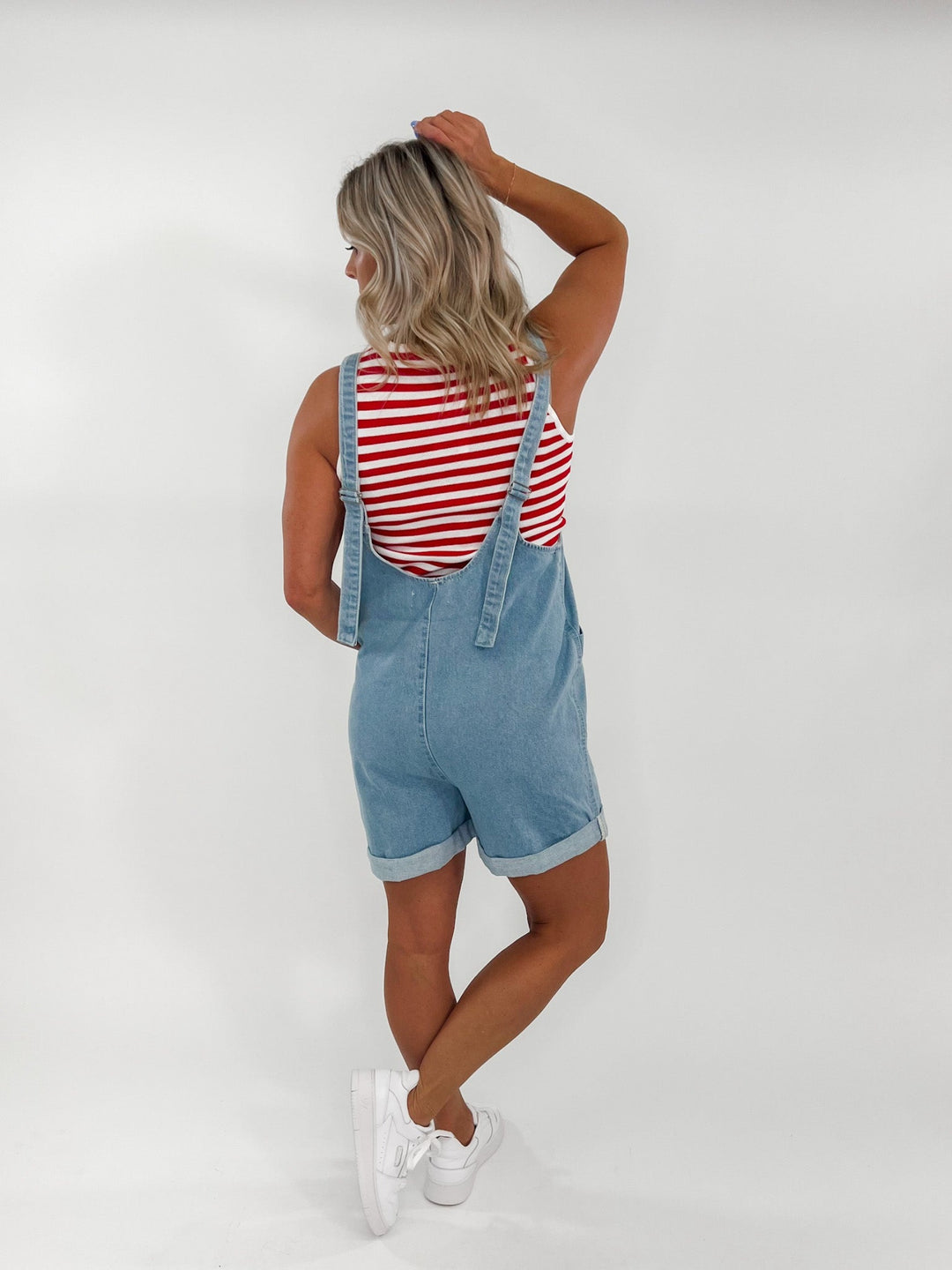 Cove Denim Romper, Med Wash