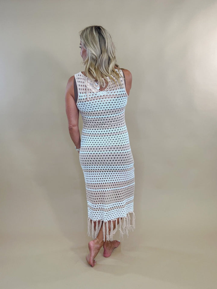 Cover Me Up Crochet Midi Dress, TanIvory