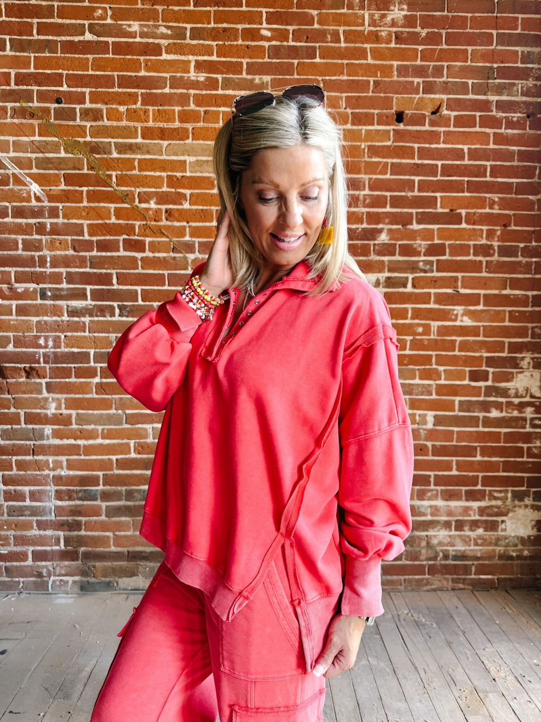 Crimson Bluff Snap Sweatshirt, Red