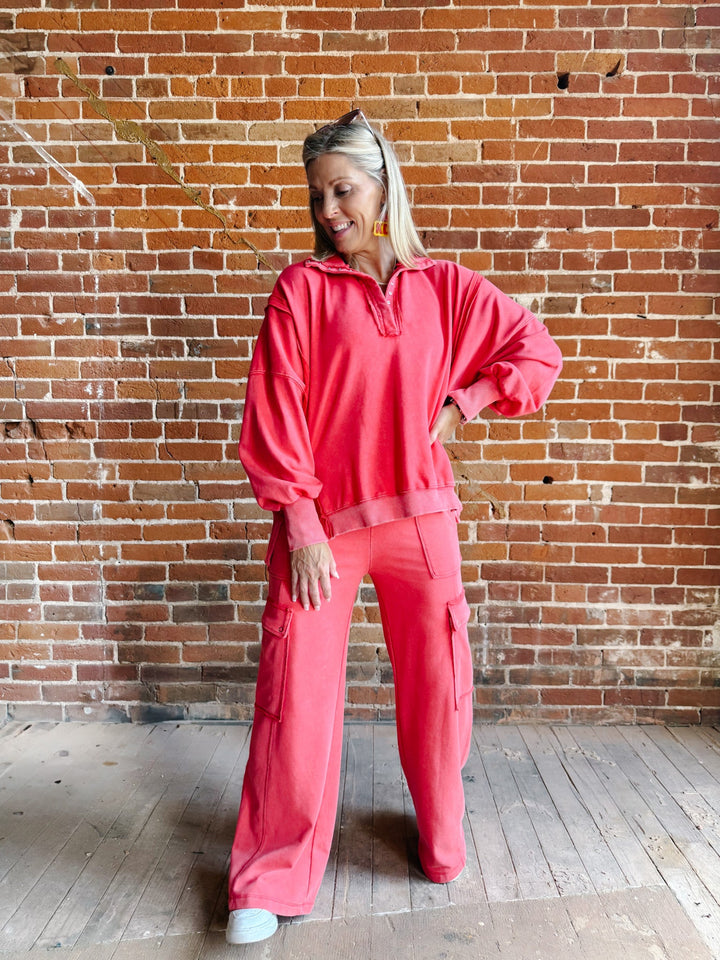 Crimson Bluff Snap Sweatshirt, Red