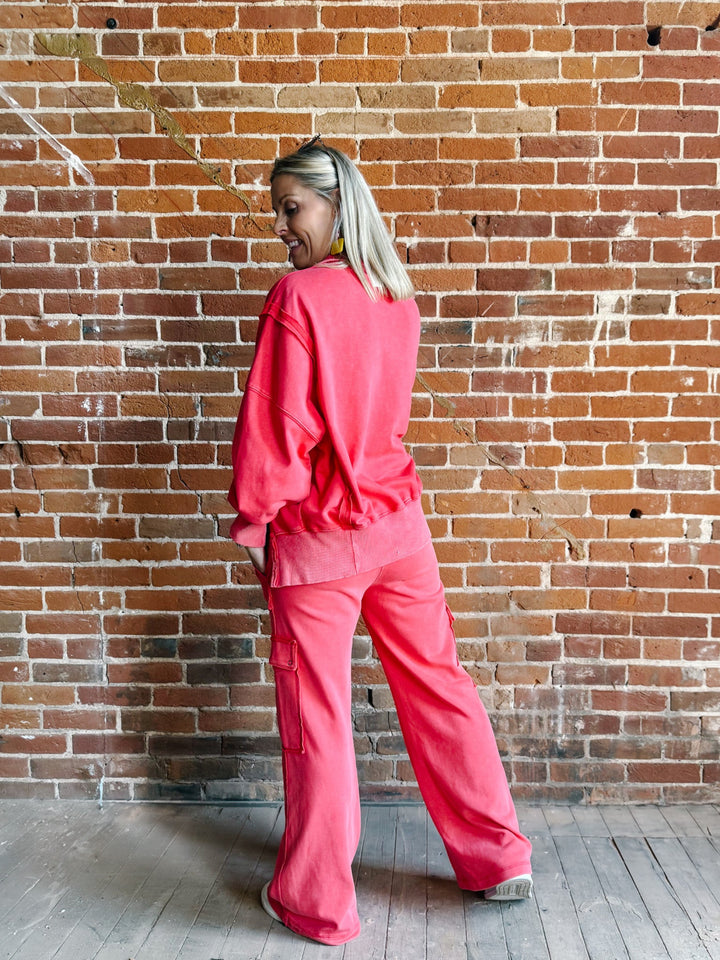 Crimson Bluff Snap Sweatshirt, Red