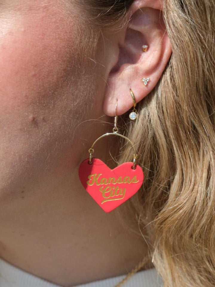 Crimson KC Lovers Earrings, Gold