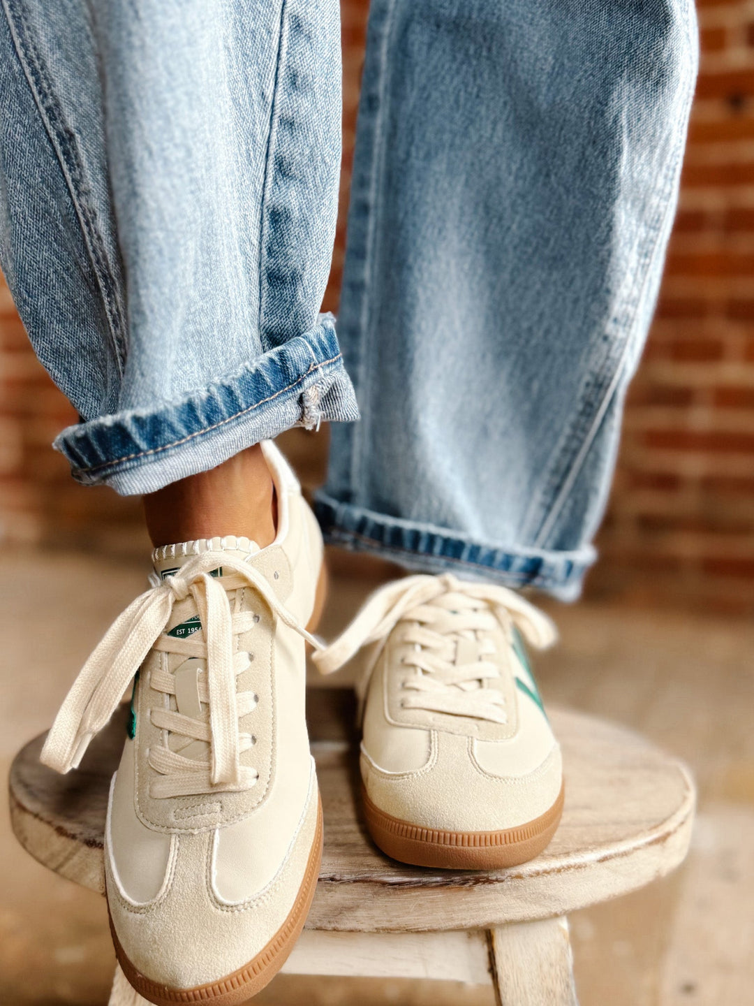 Crisp 6 Green Tab and VH Logo Sneakers, Bone