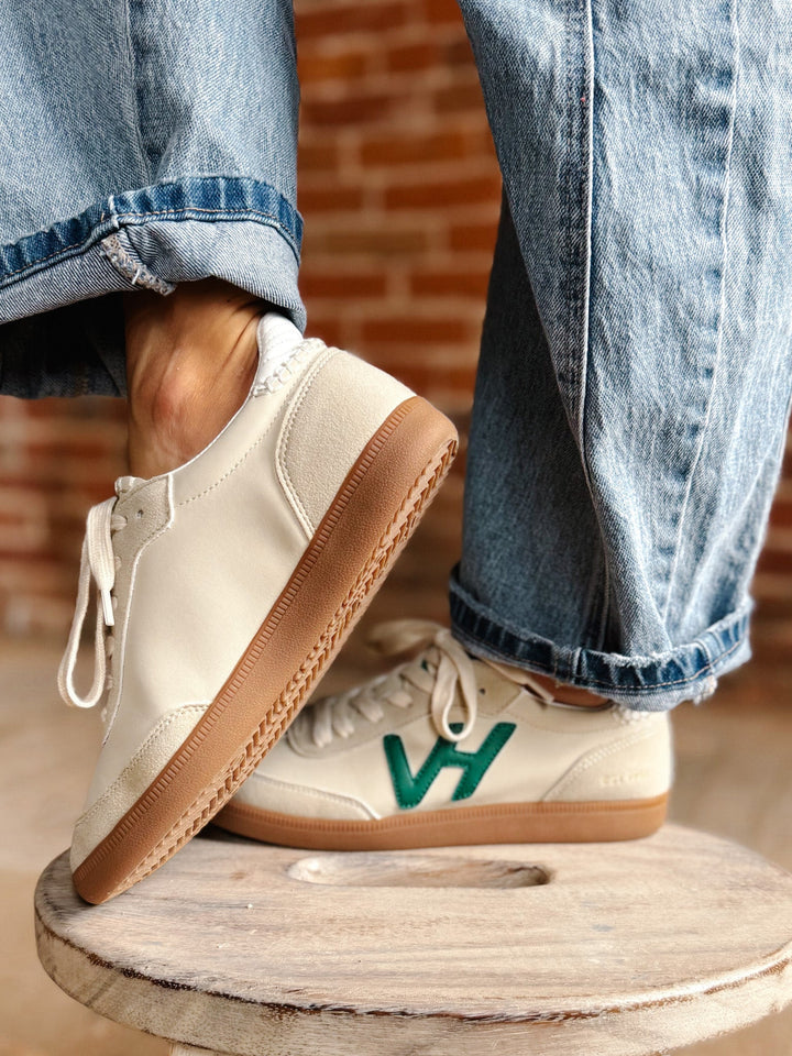 Crisp 6 Green Tab and VH Logo Sneakers, Bone