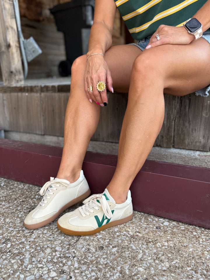Crisp 6 Green Tab and VH Logo Sneakers, Bone
