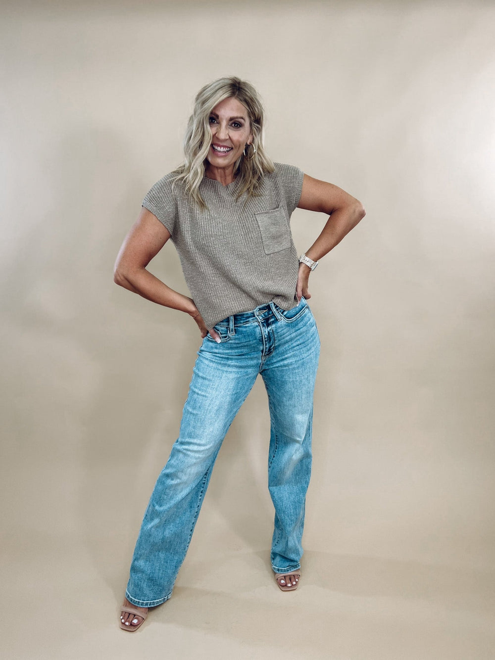 Dakota High Rise Straight Leg Jeans, Light Wash