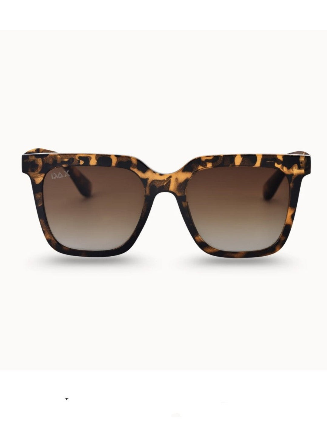 Square sunglasses with a brown and black tortoiseshell patterned frame and gradient brown lenses, shown against a plain white background.