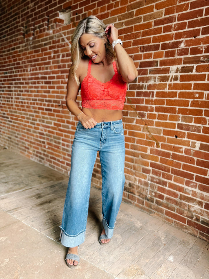 Deluxe Juliette Lace Bralette, Coral