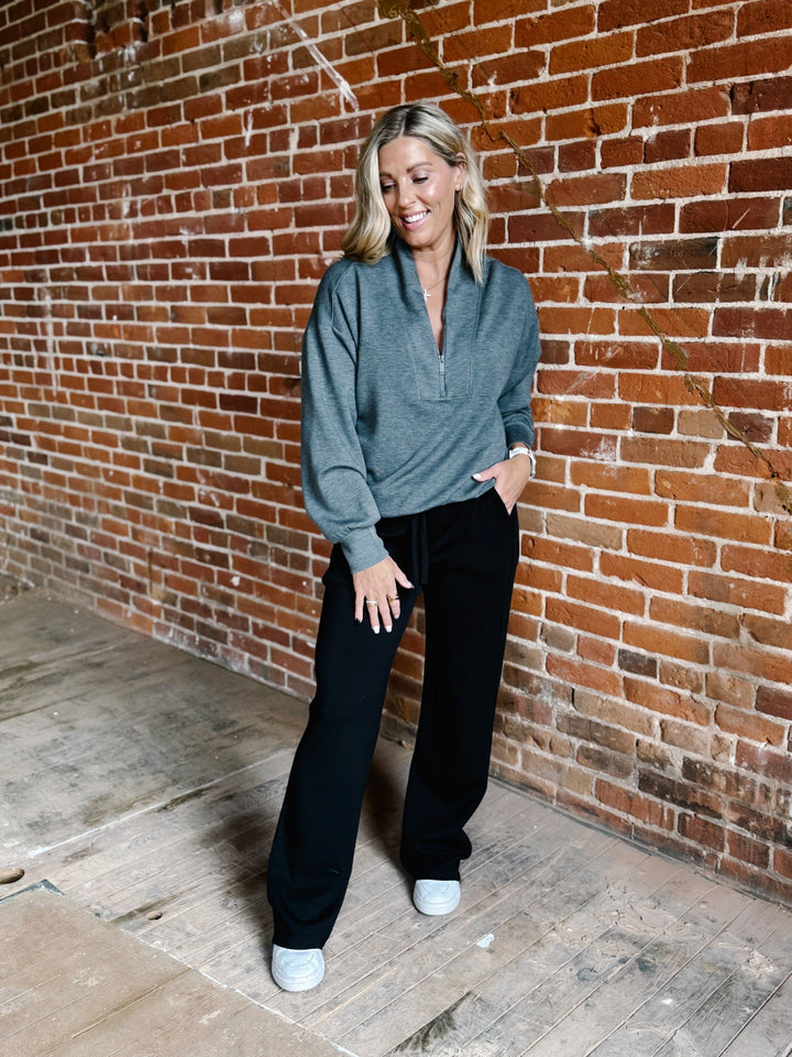 Diana Luxe Qtr Zip Pullover, Heather Charcoal