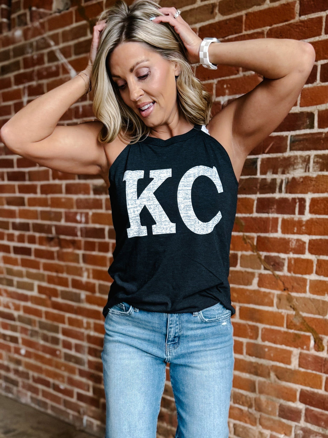 Distressed KC Rocker Tank, Black Frost