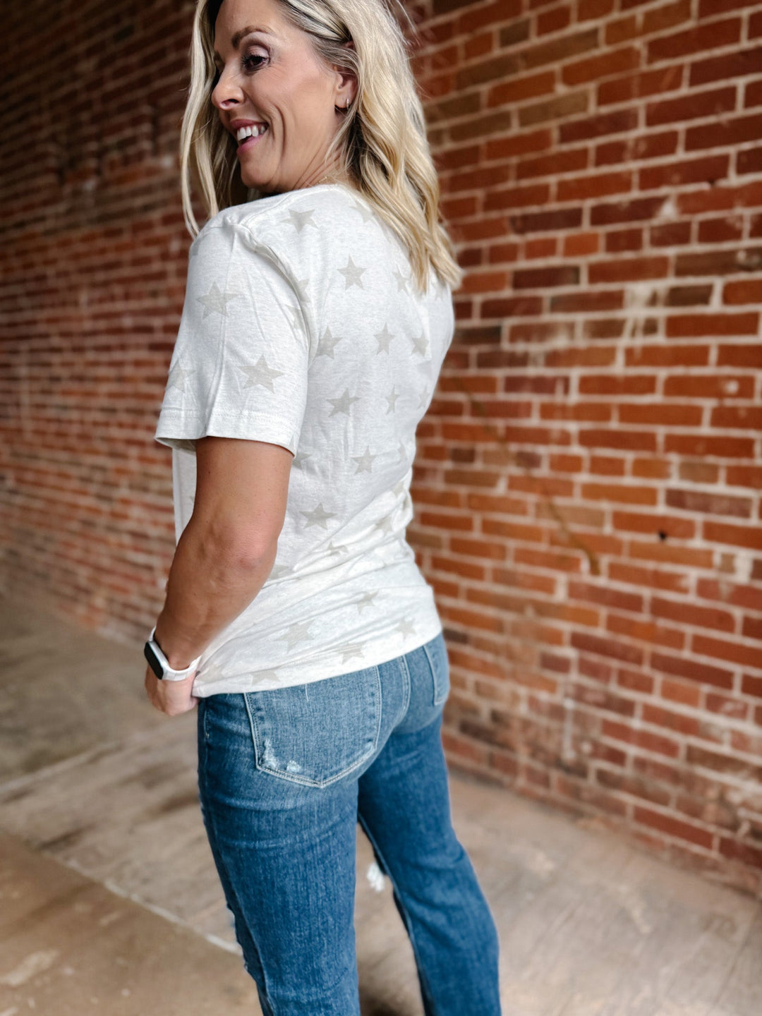 Distressed KC Star Print Graphic Tee, Natural Heather
