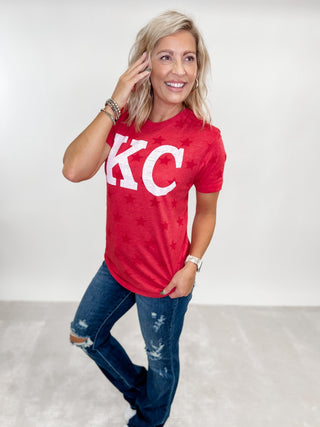 Distressed KC Star Print Graphic Tee, Red Star