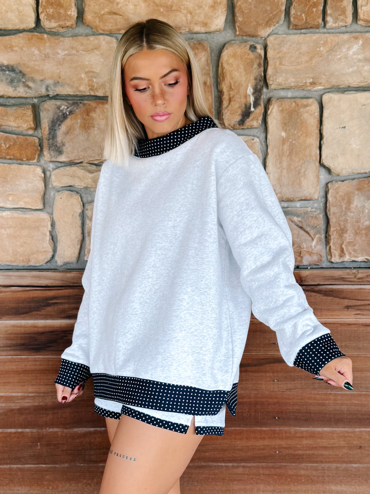 Dotted Delight Mock-Neck Fleece Sweatshirt