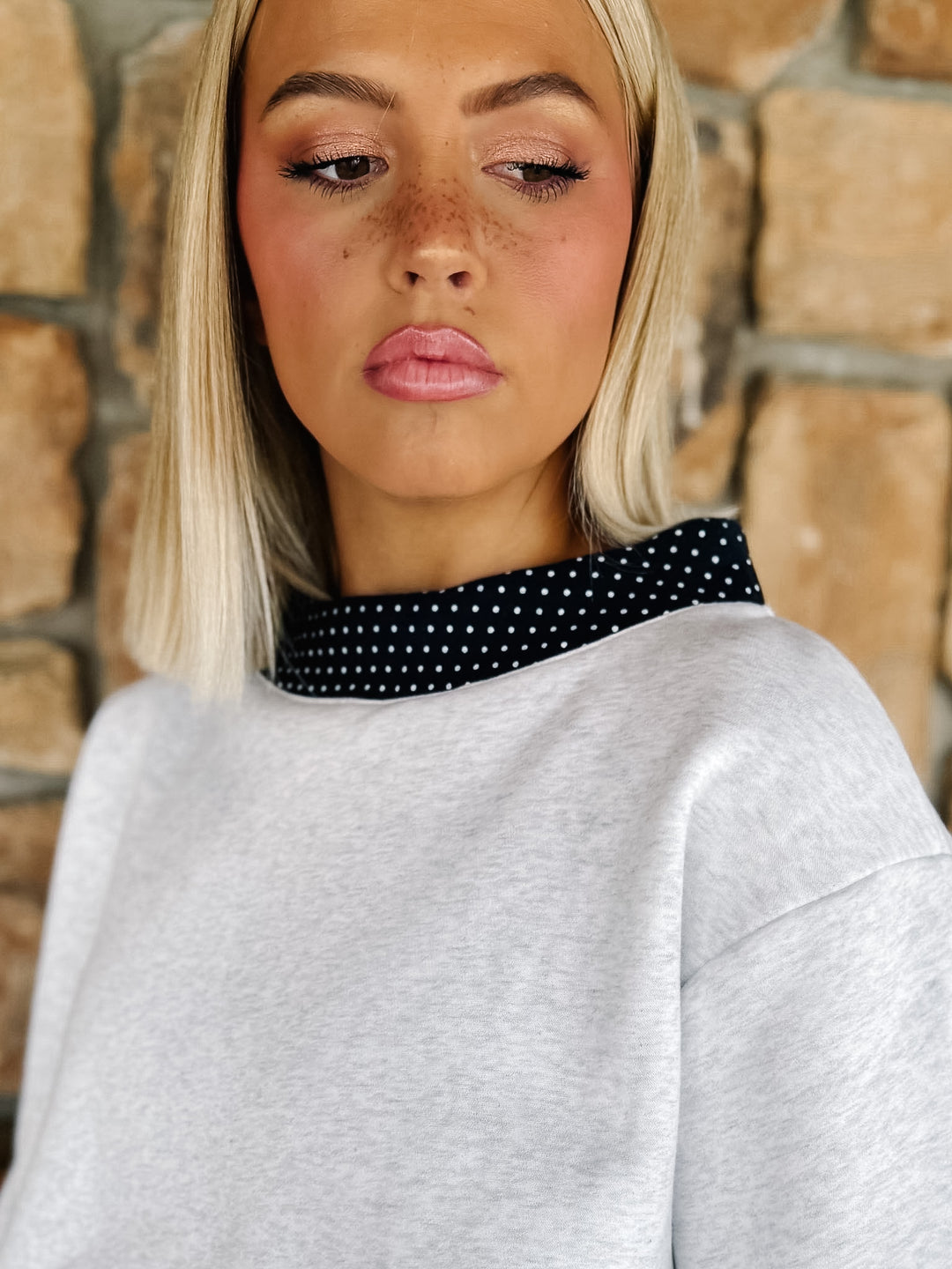 Dotted Delight Mock-Neck Fleece Sweatshirt