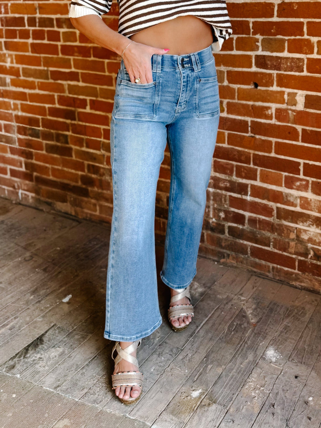 Double Take High-Rise Crop Straight Jean, Medium Wash