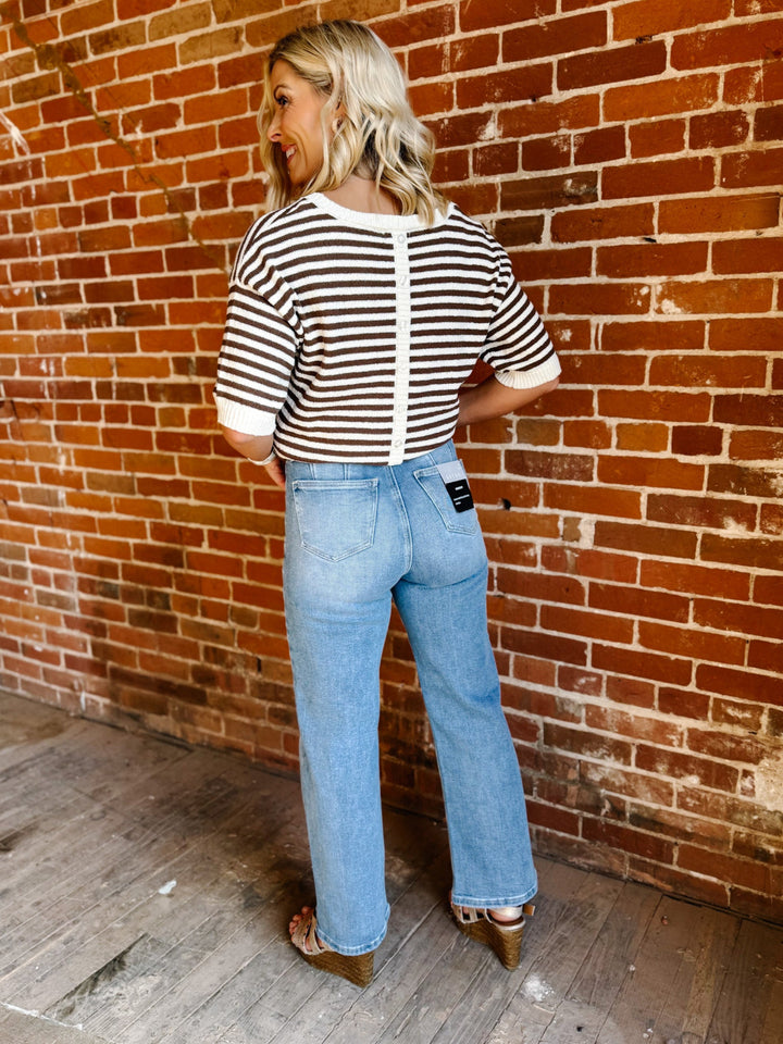 Double Take High-Rise Crop Straight Jean, Medium Wash