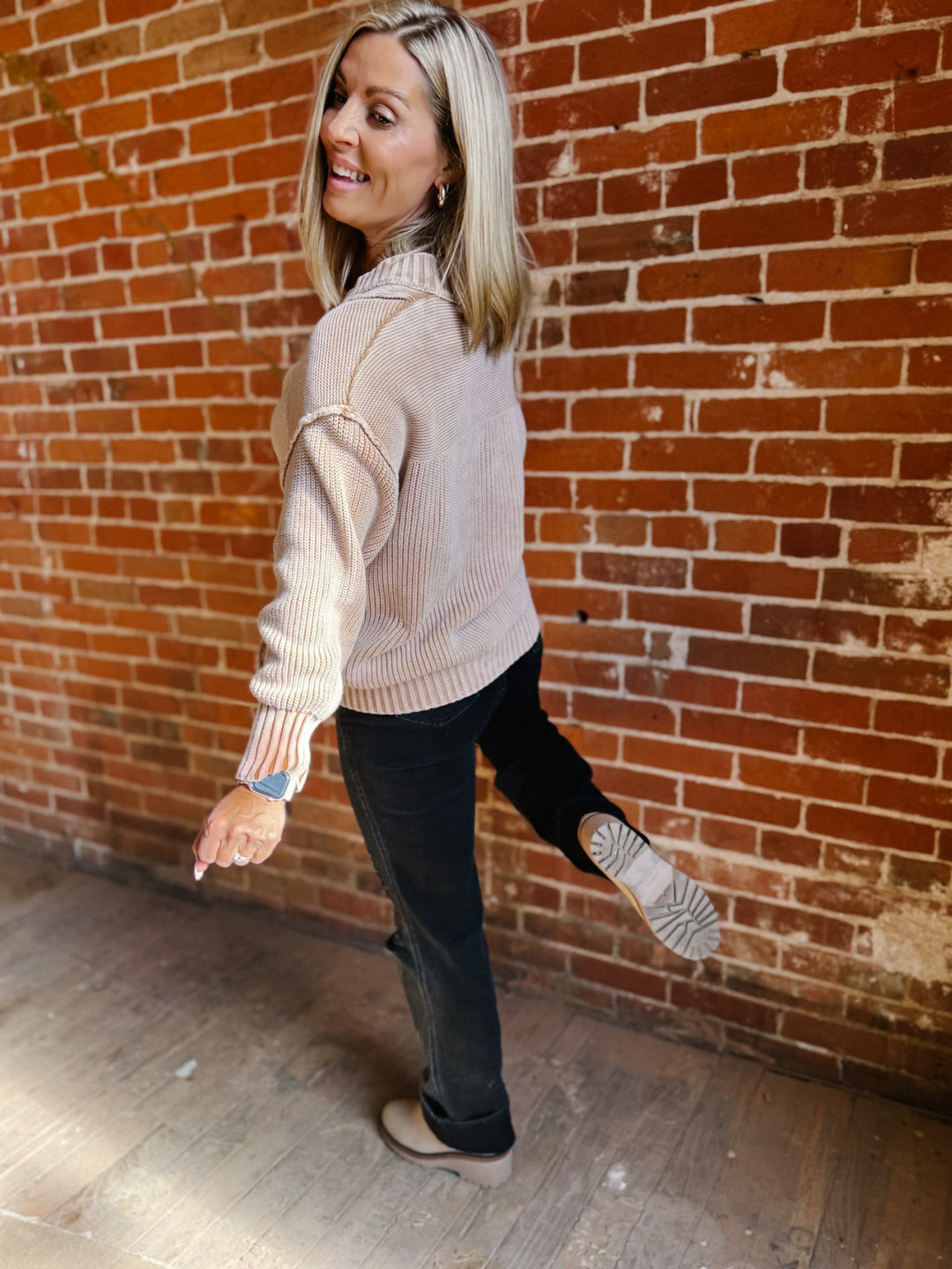 Driftwood Henley Pullover, Washed Walnut