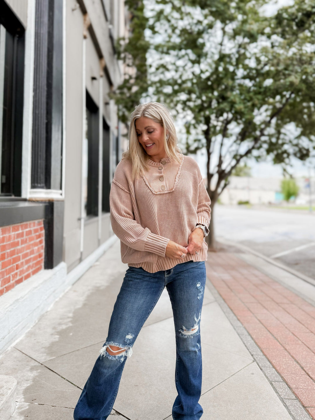 Driftwood Henley Pullover, Washed Walnut