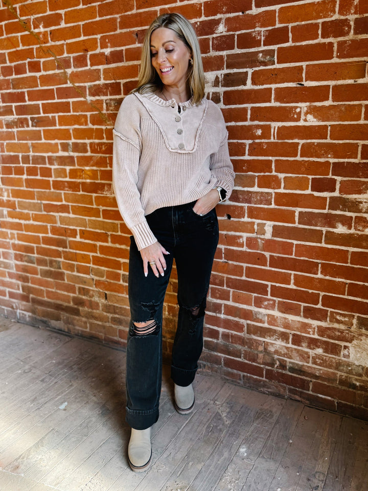 Driftwood Henley Pullover, Washed Walnut