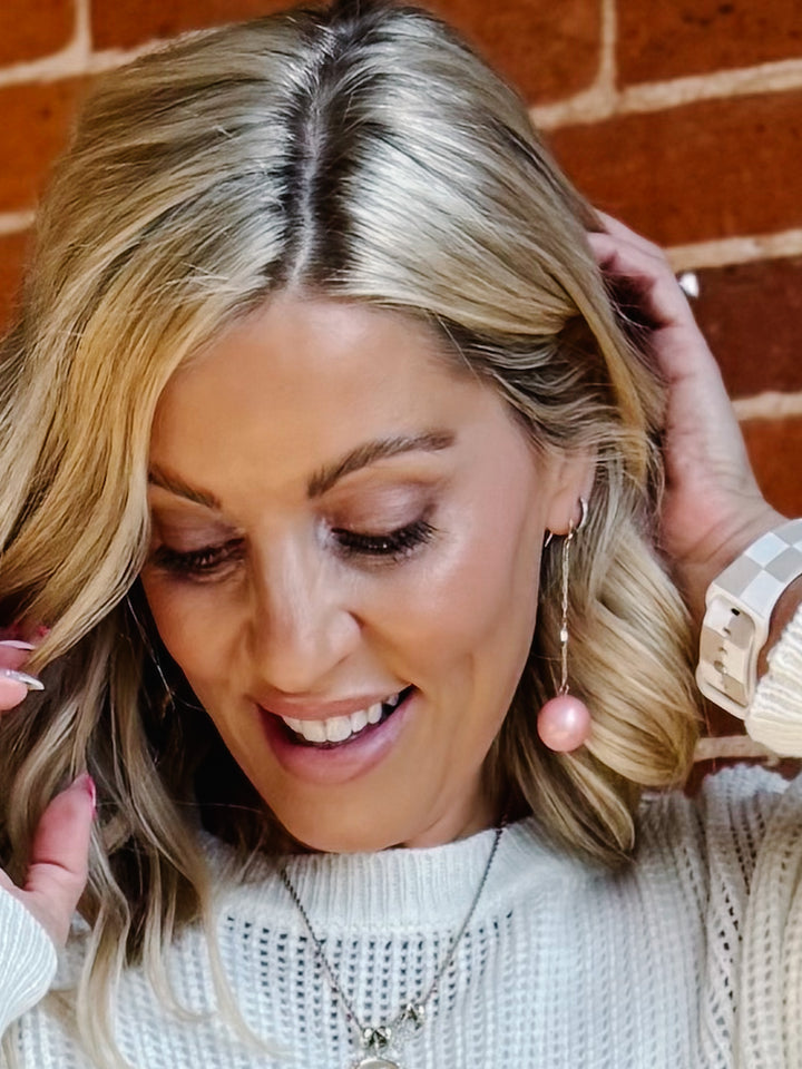 Dropped The Ball Earrings, Rose