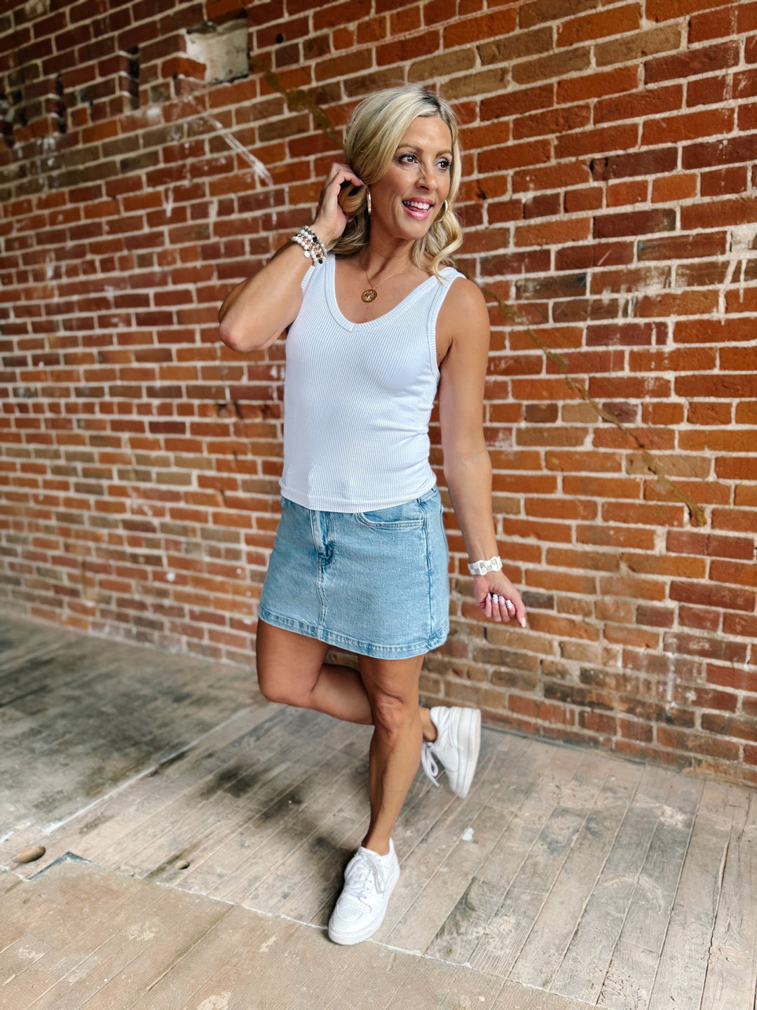 Dual Mood Reversible Ribbed Tank, White