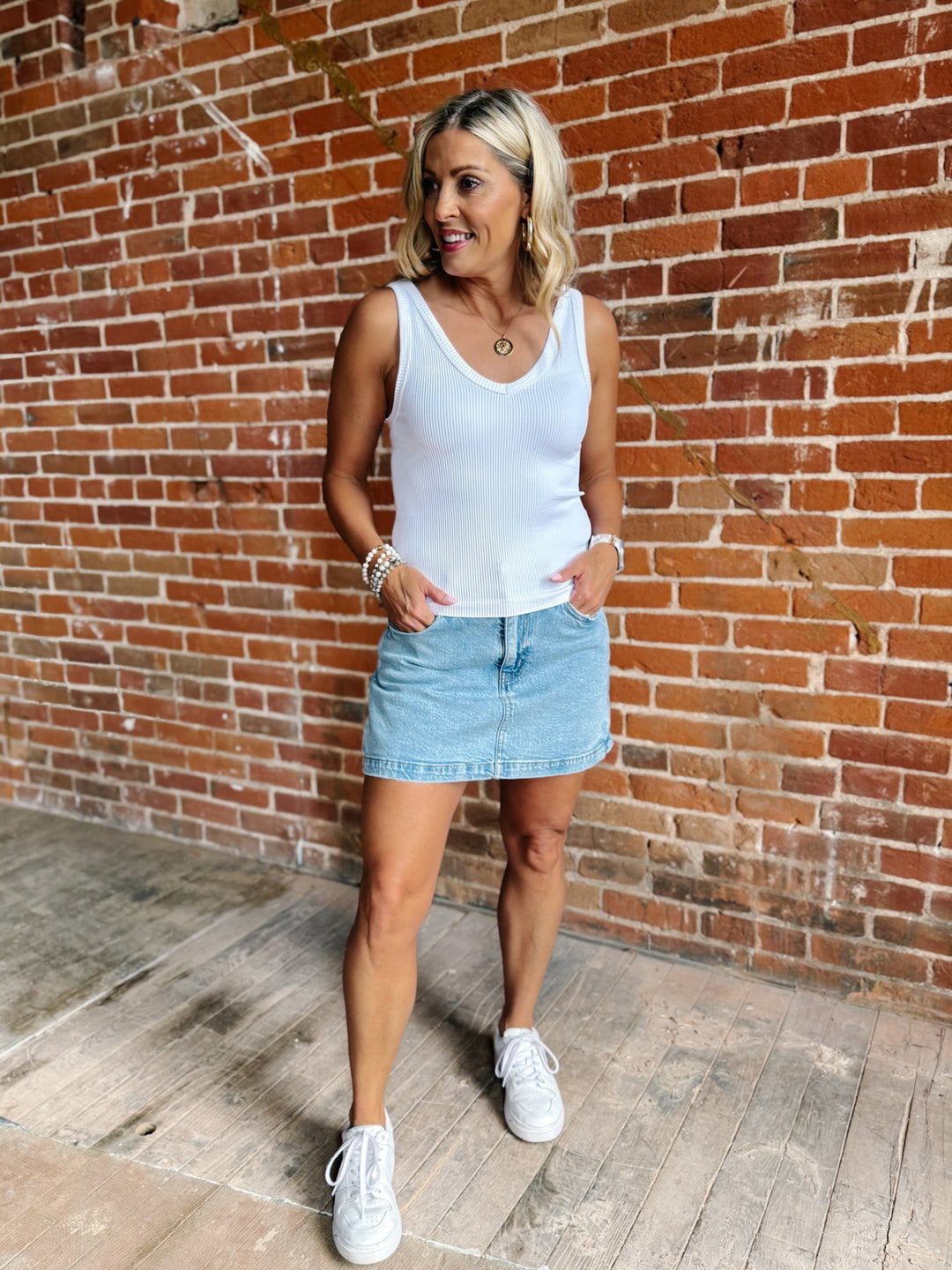 Dual Mood Reversible Ribbed Tank, White