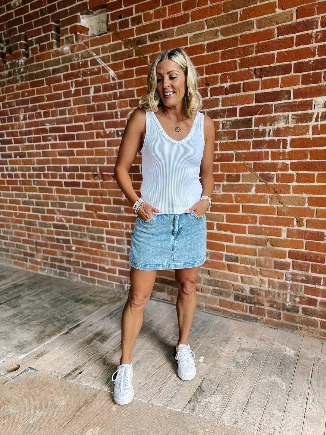 Dual Mood Reversible Ribbed Tank, White