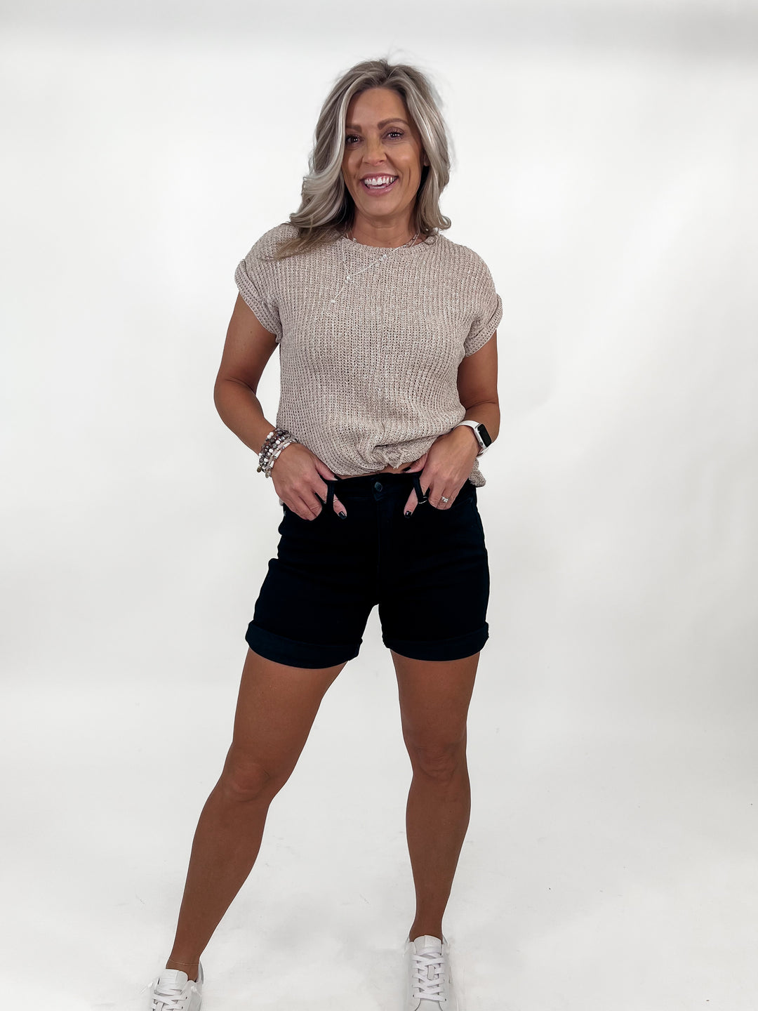 Twist and Shout Knit Top with Bottom Twist, Oatmeal
