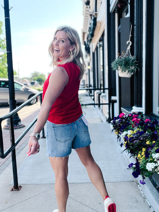 Easy Breezy Sleeveless Top, Red