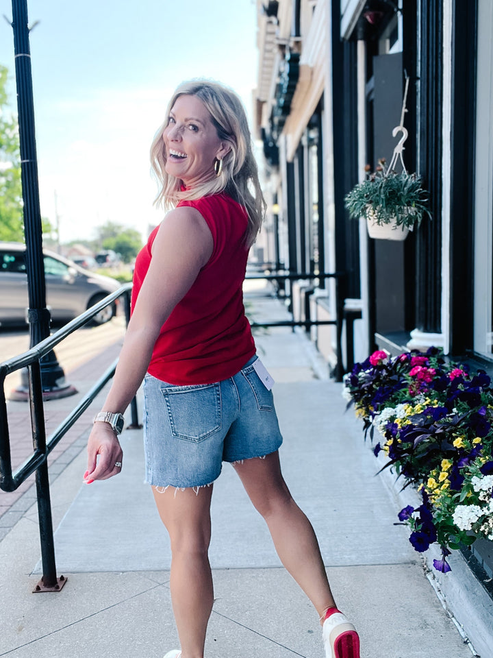 Easy Breezy Sleeveless Top, Red