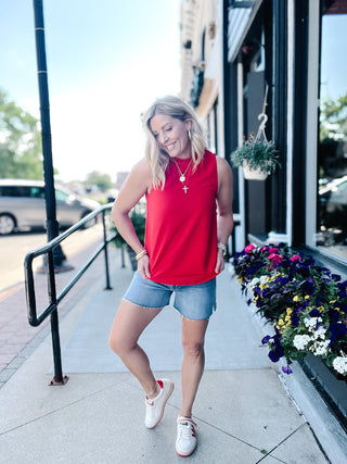 Easy Breezy Sleeveless Top, Red
