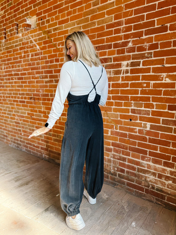 Easy Does it Jumpsuit, Ash Black